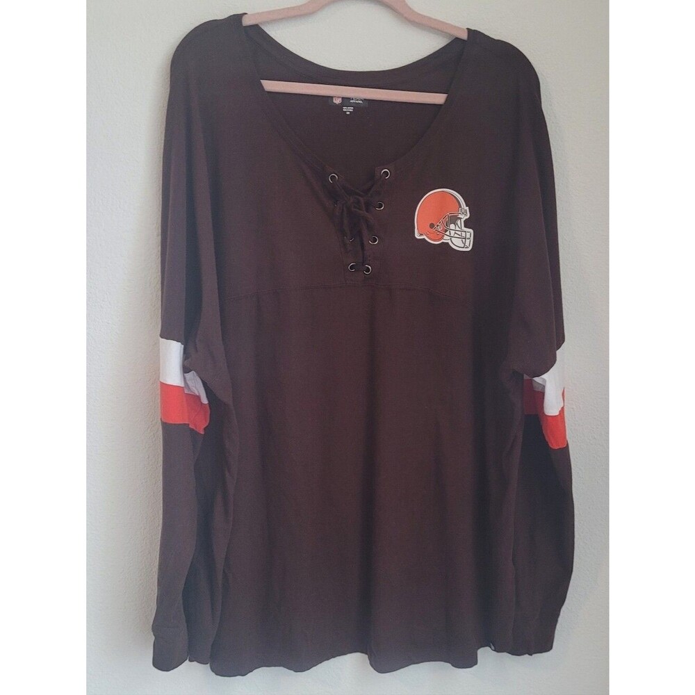 NFL Team Apparel Cleveland Browns Lace Up Long Sleeve Jersey Shirt Plus Size 3X